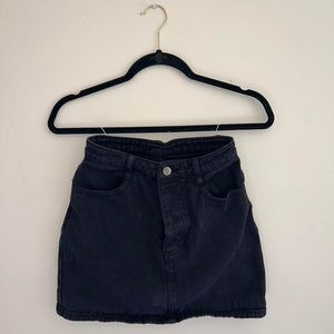 Black (or dark navy), mini denim skirt from J Galt